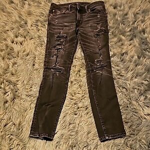 American Eagle mens sz 31/32 Airflex+ Jeans. Black distressed.very nice!!!